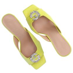 Sandali Sandalo in raso con logo strass Gialle