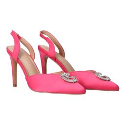 Decolletes Sandalo tacco e logo strass Rosa