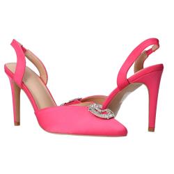 Decolletes Sandalo tacco e logo strass Rosa