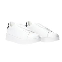 Sneakers Ecopelle rubber patch linea GACA Bianco/nero