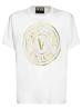 Versace T-shirt T-shirt 73GAHT05 T-SHIRT LOGO METALLIZZATO Bianco Oro - Foto 1