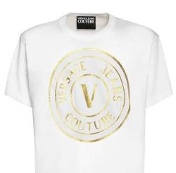 T-shirt 73GAHT05 T-SHIRT LOGO METALLIZZATO Bianco Oro