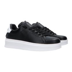 Sneakers Ecopelle rubber patch linea GACA Nere dietro bianco