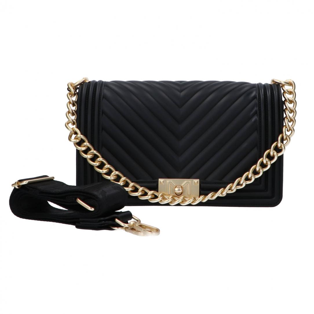 Handbag flat mahnattan medium Nero oro 3