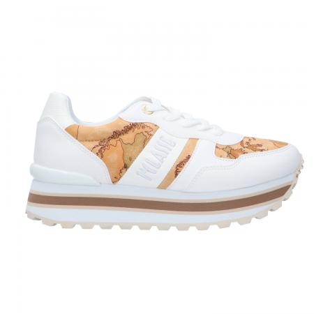 Sneakers Donna Platform glitter geo Bianco...