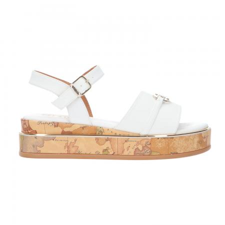 Sandali Donna 1539 LOGO METALLICO Bianco