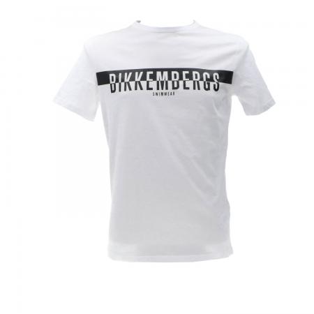 T Shirt Uomo Crew neck half logo Bianco