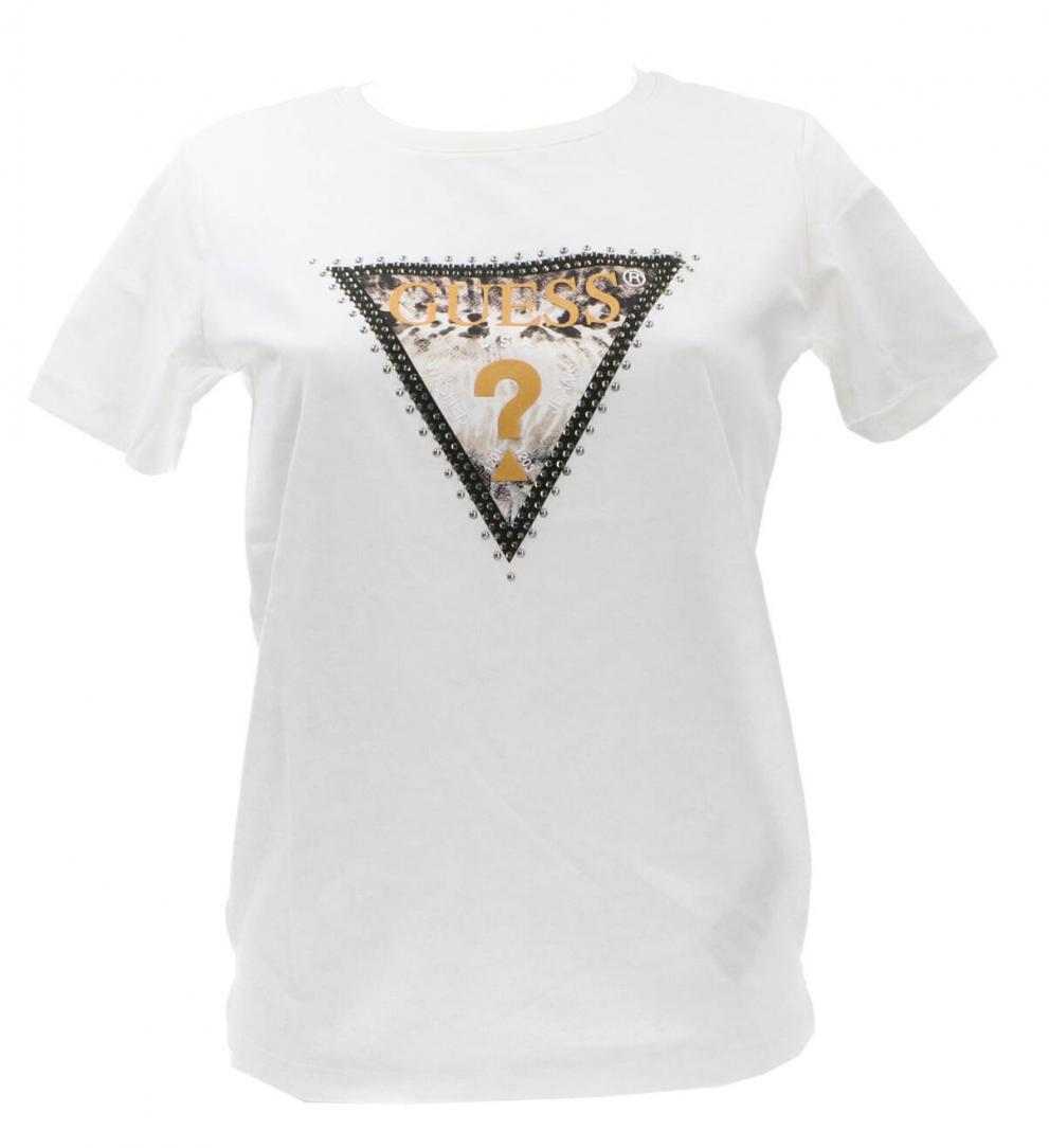 Guess T-shirt ANIMAL TRIANGLE TEE Bianco Panna