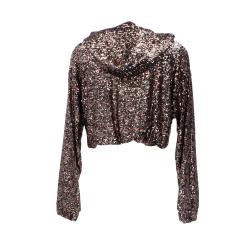 Felpe Crop top paillettes 91029 Nero paillettes multicolor
