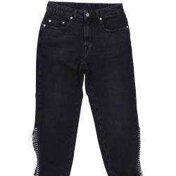 Jeans Denim frange strass 91111 Nero