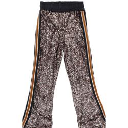 Pantaloni Paillettes e raso 91030 Nero paillettes multicolor