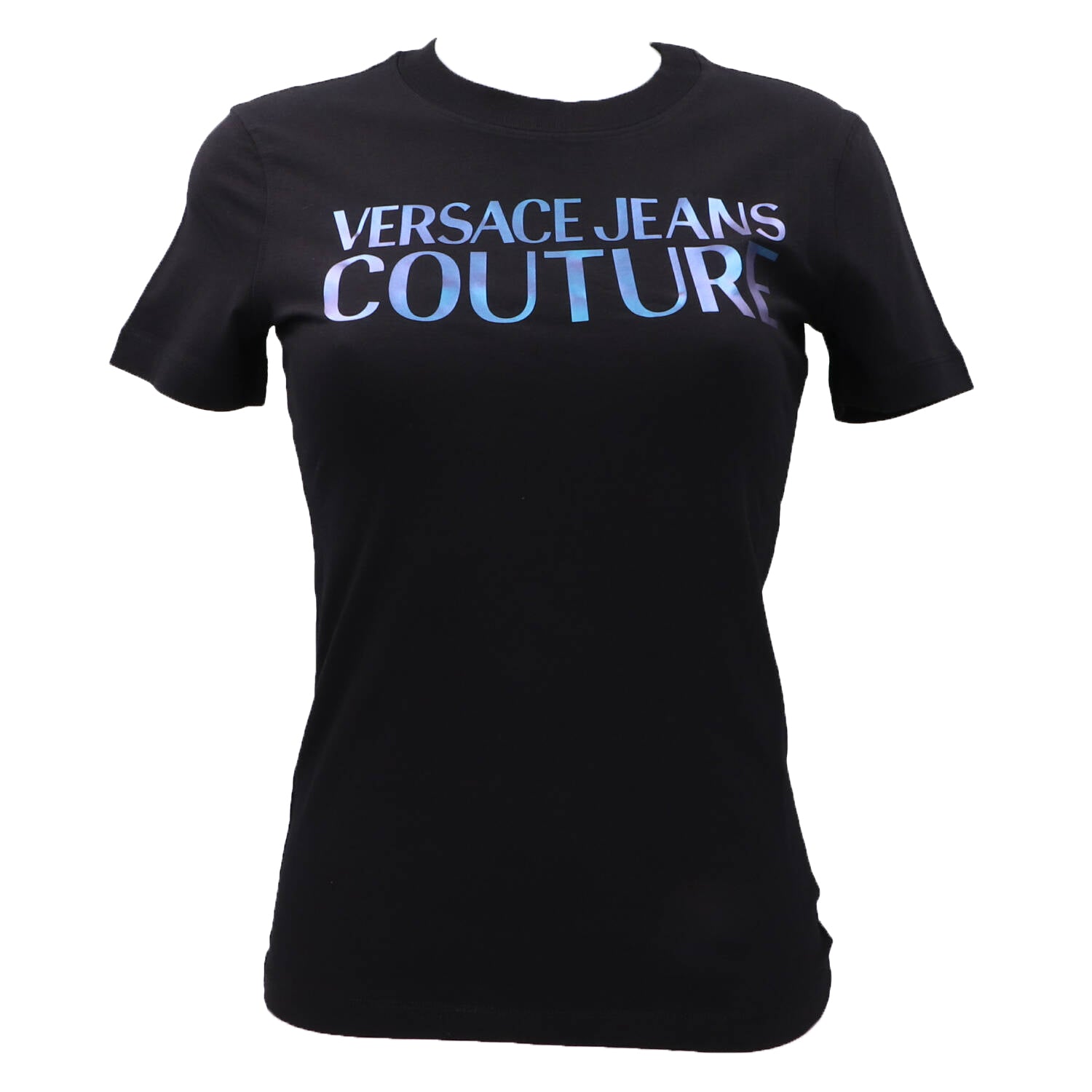 Versace T-shirt T-shirt 75HAHG01 LOGO IRIDESCENT Nero