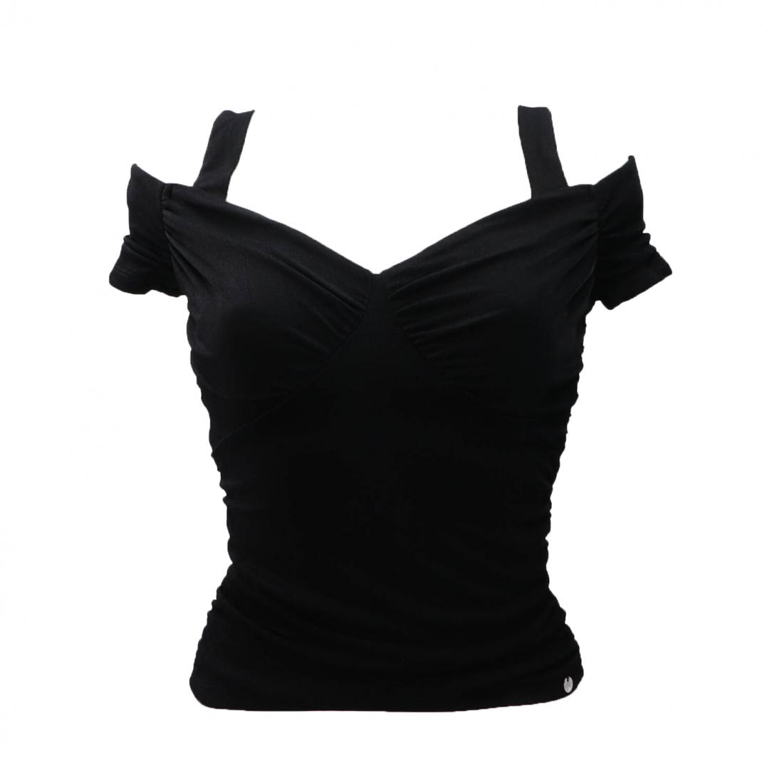 EMILY SHINY RIB TOP Nero 1