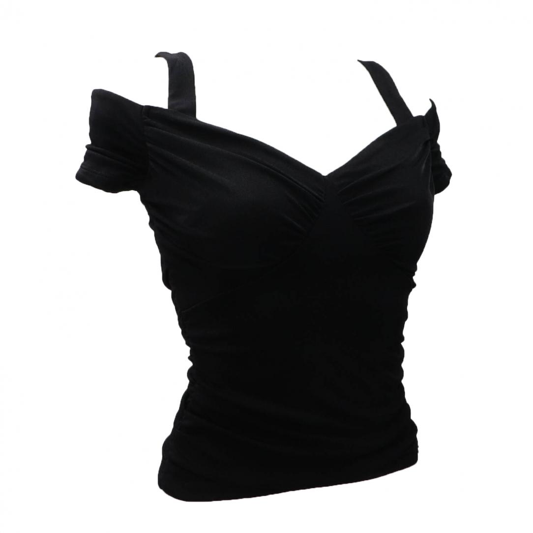 EMILY SHINY RIB TOP Nero 2