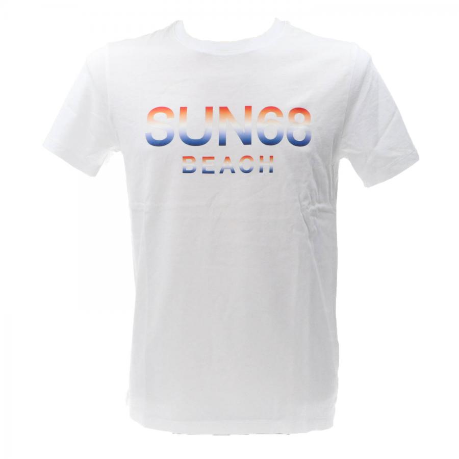Tシャツ・カットソー SUN 68 Men T Shirts A35115 01 White White t-shirt SUN68 - Rione Fontana