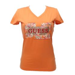 Guess T-shirt T-shirt VN LOGO FLOWERS TEE Arancione