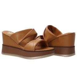 Sandali GU249 zeppa Cuoio