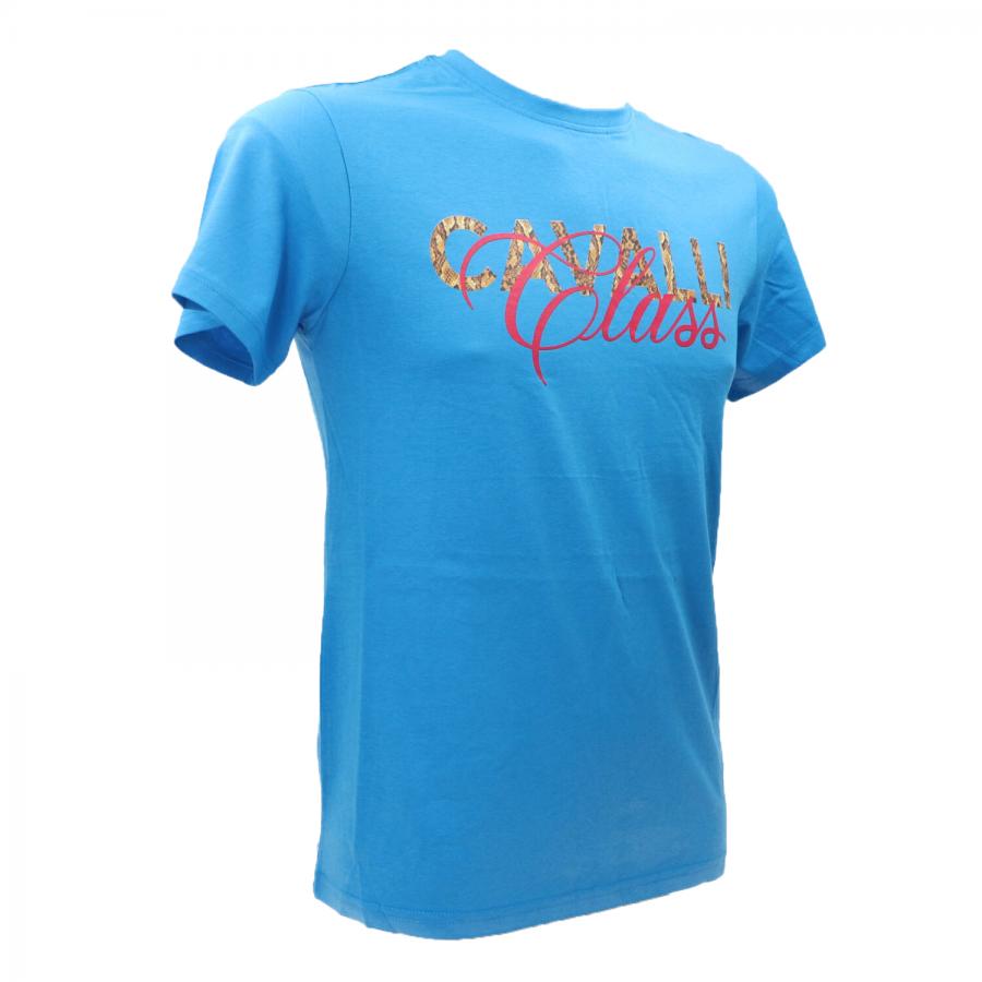 Tシャツ・カットソー JUST CAVALLI Men T-shirt Blue 78OAHT02CJ500 204 Blue T-Shirt with Tiger Print in NAVY for Boys | Roberto