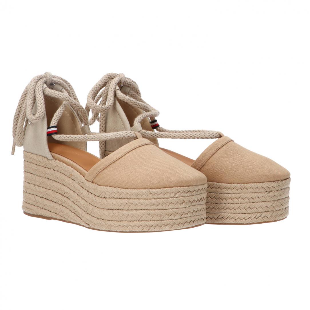 Closed toe linen flatform FW0FW07746 Beige 2