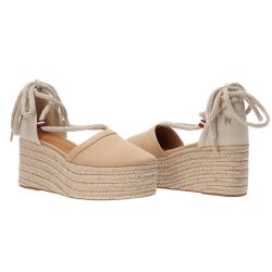 Sandali Closed toe linen flatform FW0FW07746 Beige