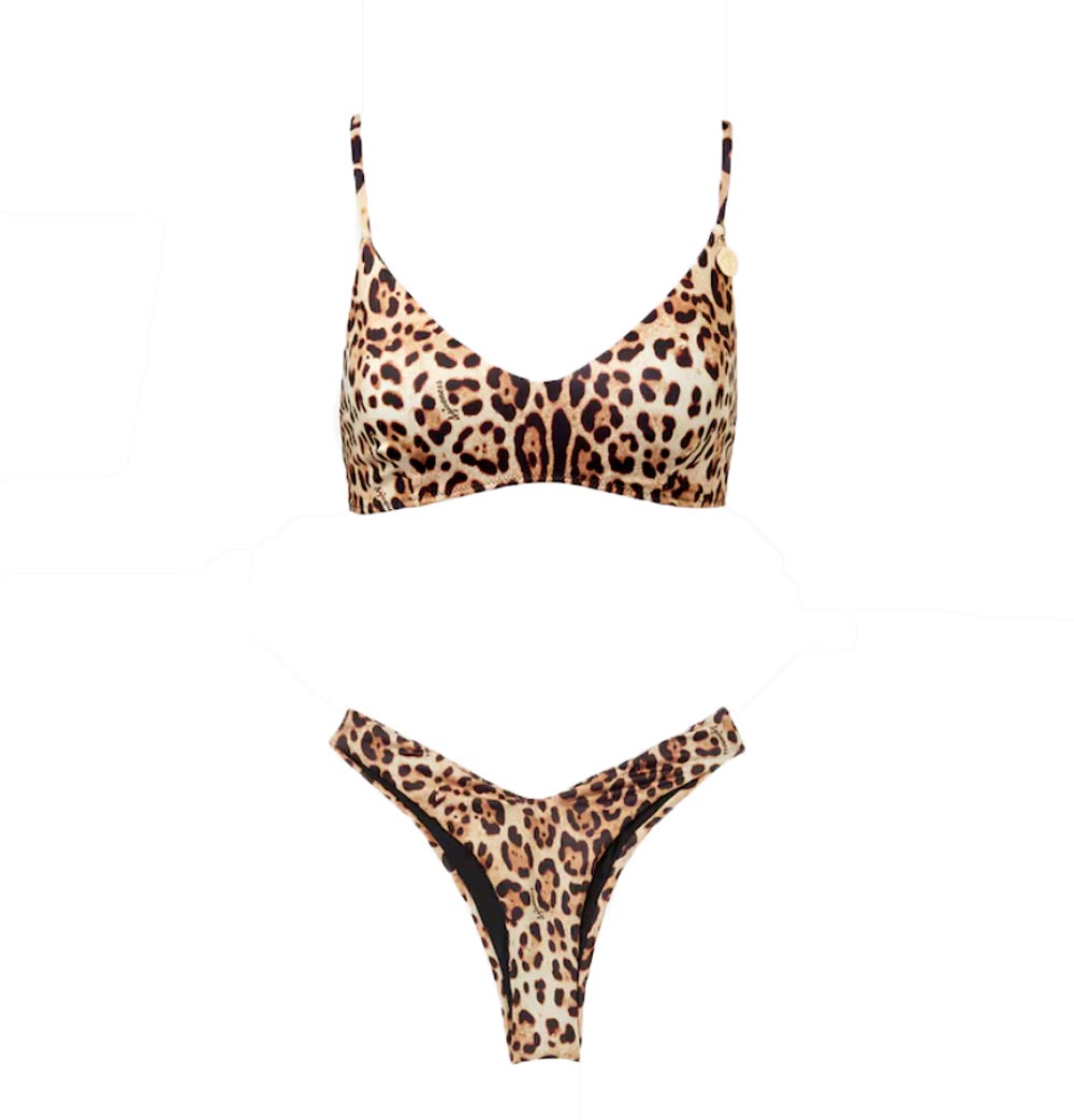 4giveness Costume Costume Bikini top e slip echange FGBW3814 Marrone leopardato