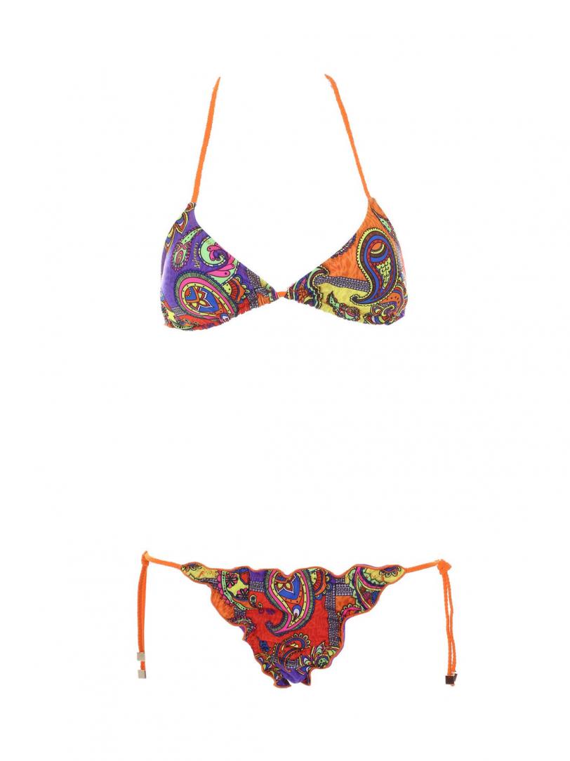 Bikini triangolo e slip Arancione multicolor 1