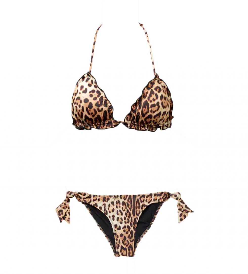 Bikini triangolo e slip Marrone leopardato 1