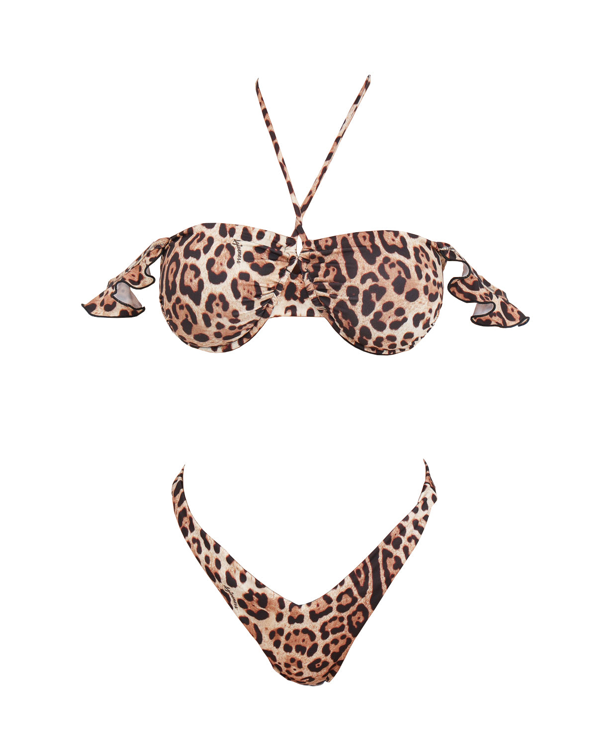 4giveness Costume Costume Bikini balconcino e slip Marrone leopardato
