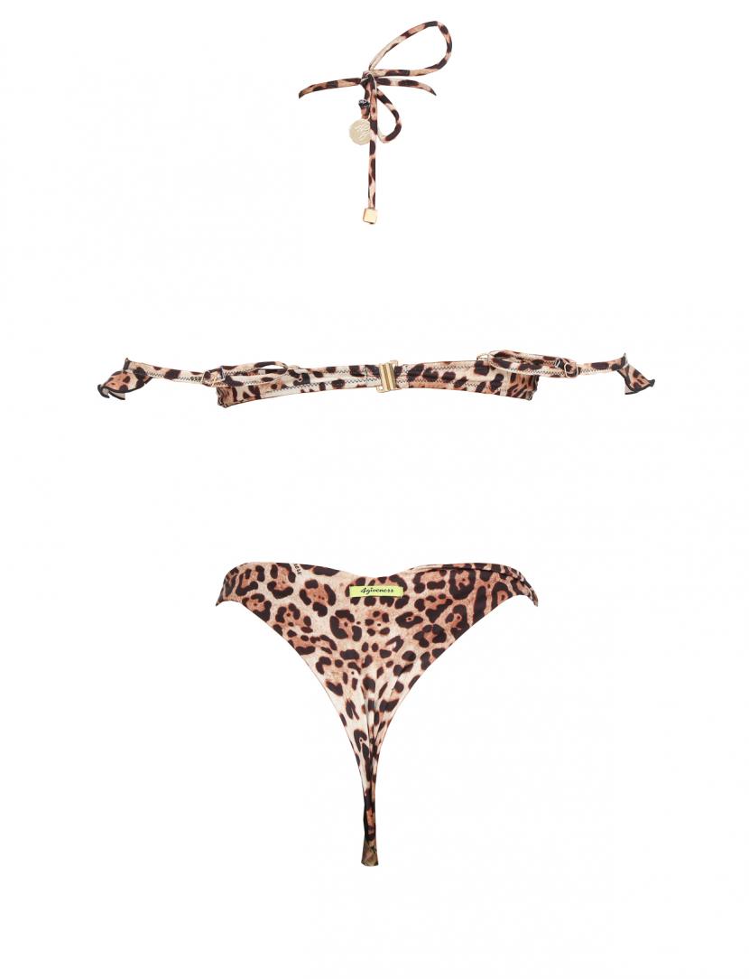 Bikini balconcino e slip Marrone leopardato 2