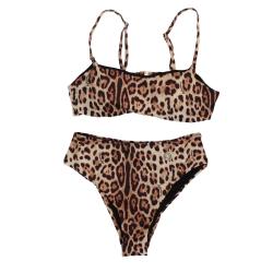4giveness Costume Costume Bikini top slip alto Marrone leopardato