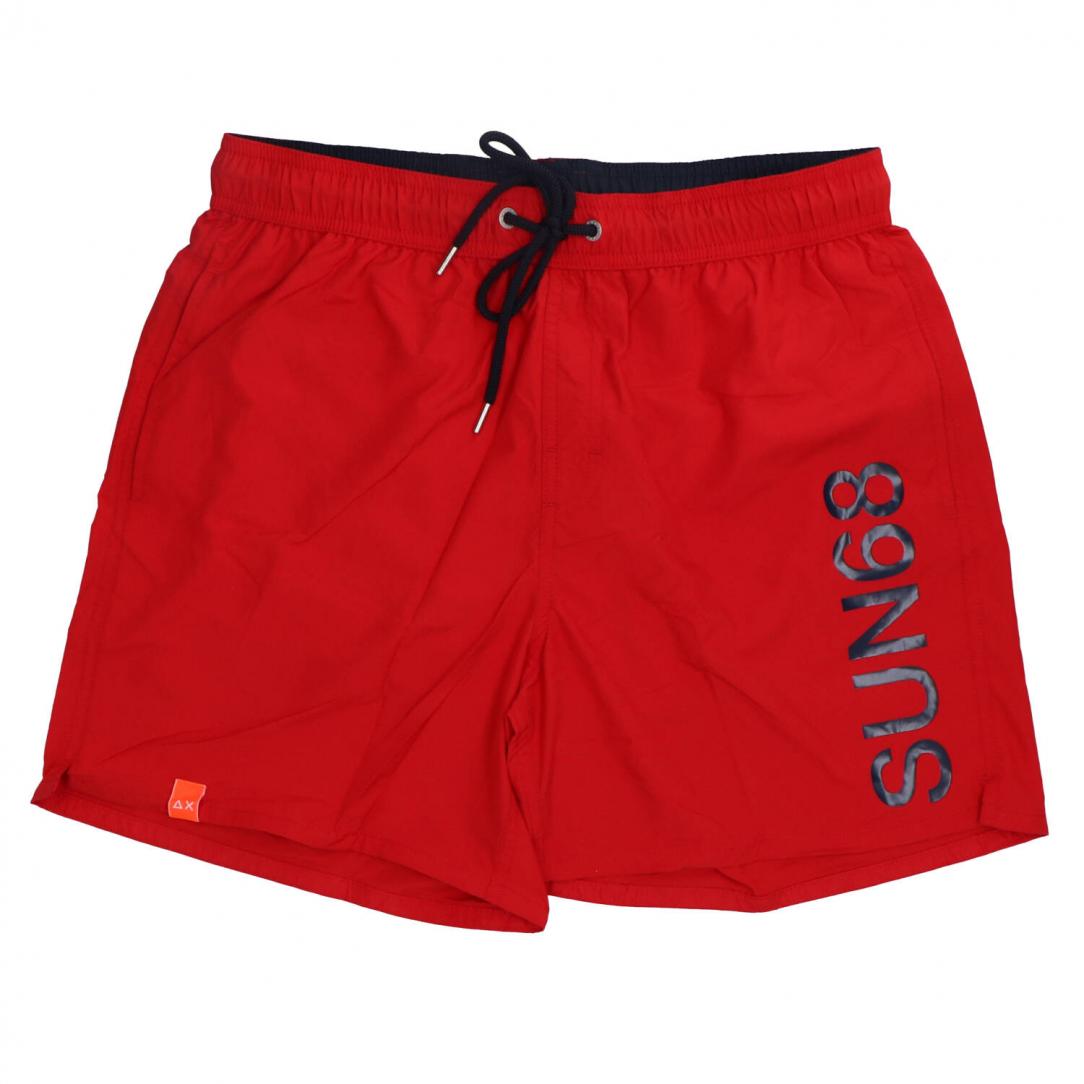 H32103 SWIM PANT WITH MACRO LOGO ON FRONT Rosso 1