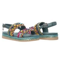 Sandali GC 666 intreccio bicolore Azzurro