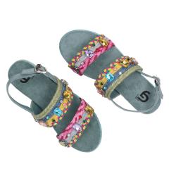 Sandali GC 666 intreccio bicolore Azzurro