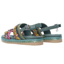 Sandali GC 666 intreccio bicolore Azzurro