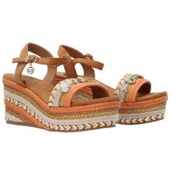 Sandali GC 685 zeppa intreccio bicolore Arancione