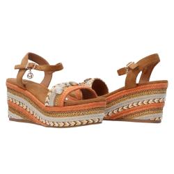 Sandali GC 685 zeppa intreccio bicolore Arancione