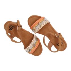 Sandali GC 685 zeppa intreccio bicolore Arancione