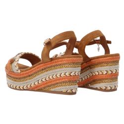 Sandali GC 685 zeppa intreccio bicolore Arancione