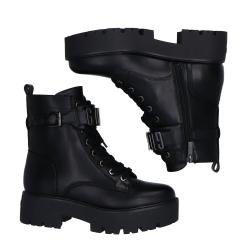 Anfibi Vaires stringato maxi logo nero argento