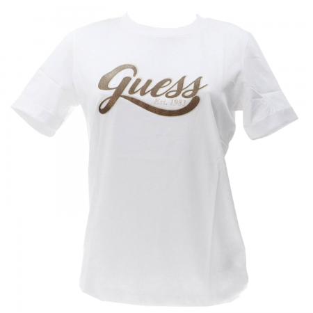 T Shirt Donna GLITTERY LOGO TEE Bianco