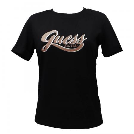 T Shirt Donna GLITTERY LOGO TEE Nero