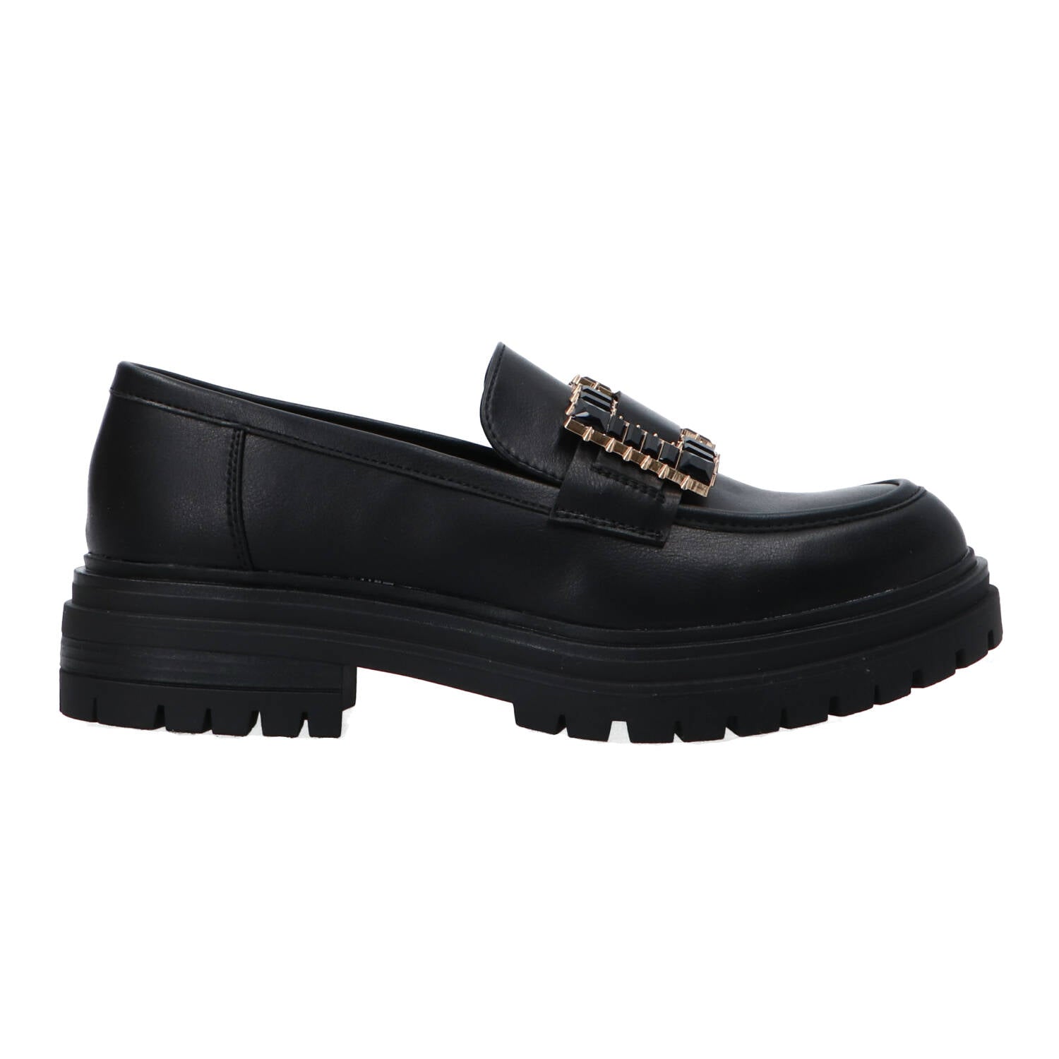 Gold&gold Mocassini Mocassini Ecopelle maxi logo pietre GR 467 Nero