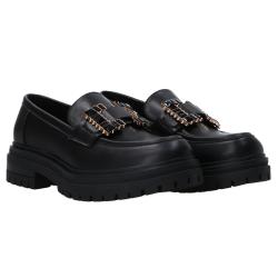 Mocassini Ecopelle maxi logo pietre GR 467 Nero