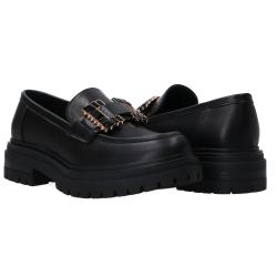 Mocassini Ecopelle maxi logo pietre GR 467 Nero