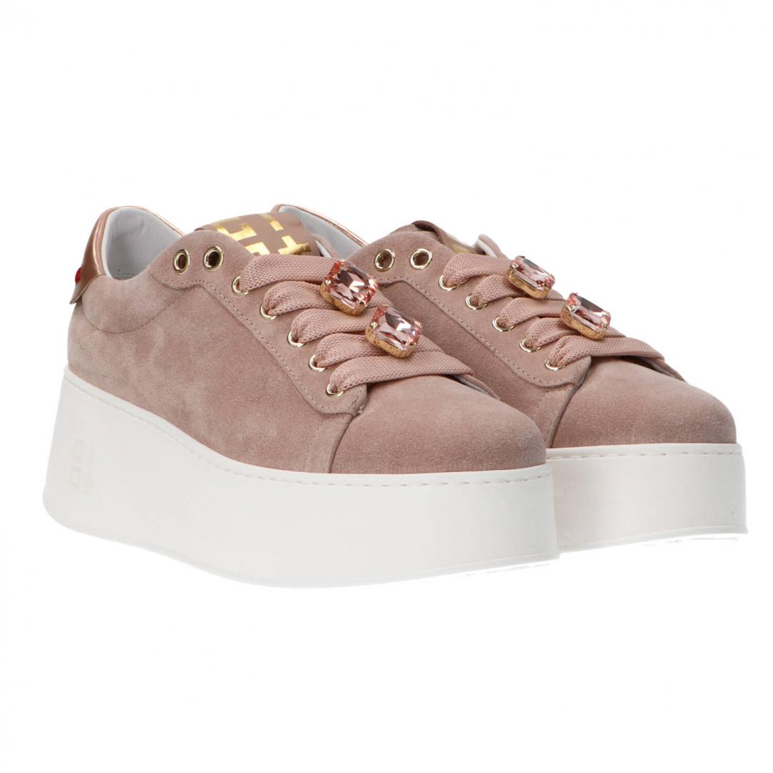 Platform jewels rosa Rosa suede 2