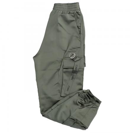 Pantaloni Donna CARGO RASO 91363 Verde Scuro