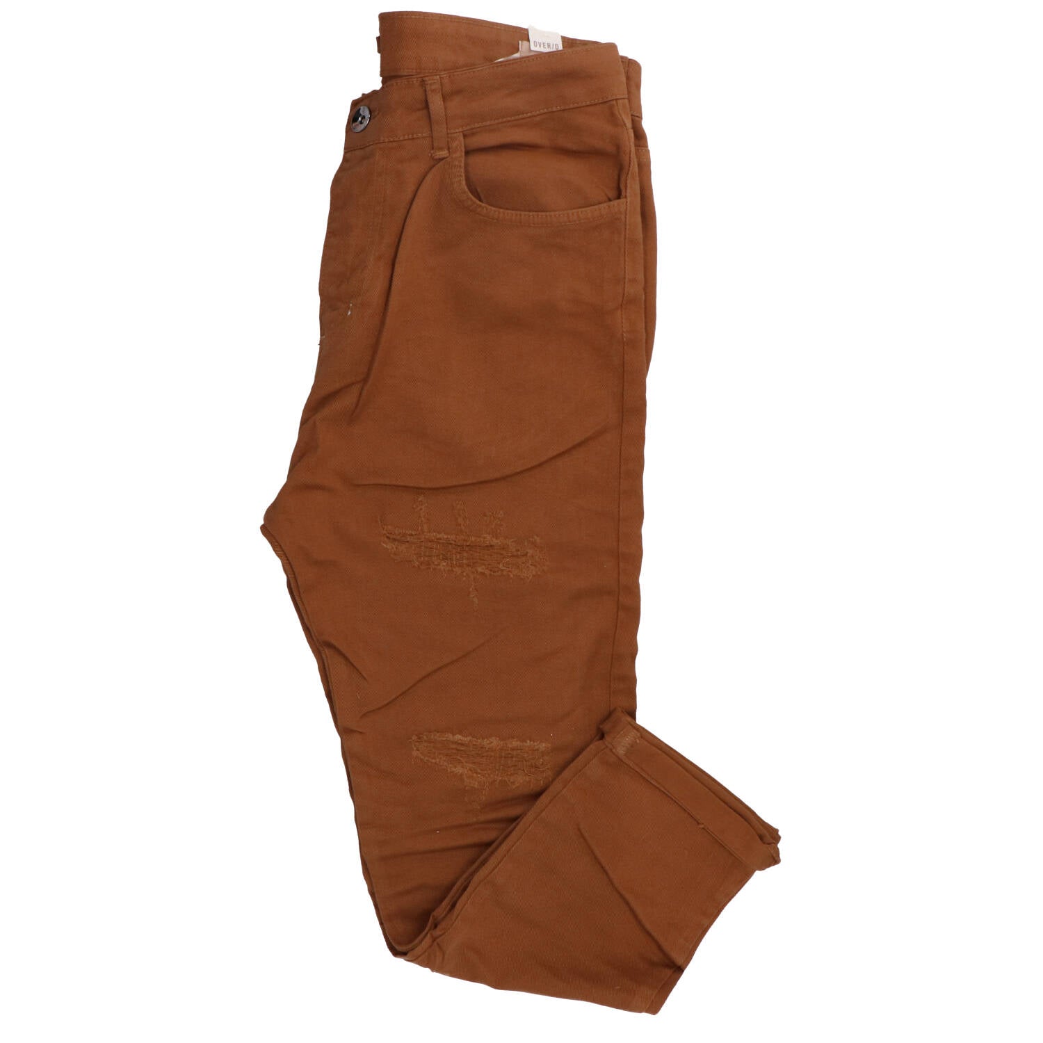 Over D Pantaloni Pantaloni 5 TASCHE DESTROYED P17 Cuoio