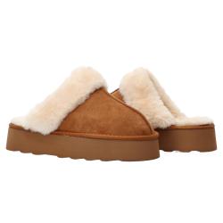 Mocassini GQ06 suede ecopelliccia Cuoio