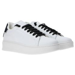 Sneakers Ecopelle rubber patch linea GACA Bianco stringhe nere