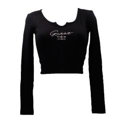 Guess T-shirt T-shirt SUZANNE RIB ACTIVE LS TEE Nero